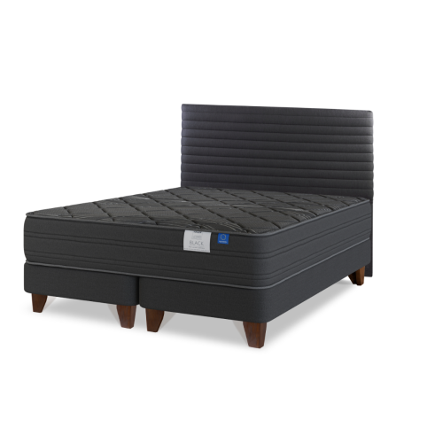 Cama Popular Colombia Top Grafito Black 2 Plazas B/D + Respaldo Modern Grafito